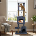 64 Inch Tall Cat Tree with 2 Large Condos and Jute Scratching Posts for Indoor Adult Cats-Dark Grey - Dark Gray - Cat