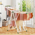 64 Inches Clothes Drying Rack with Height Adjustable Wings-Beige - Beige - Drying Racks