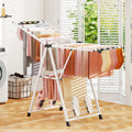 64 Inches Clothes Drying Rack with Height Adjustable Wings-White - White - Drying Racks