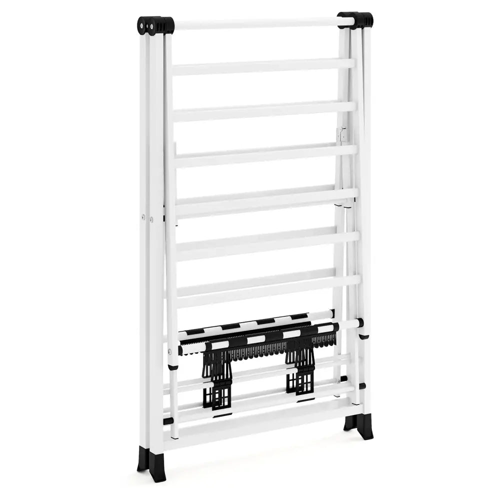 64 Inches Clothes Drying Rack with Height Adjustable Wings-White - White - Drying Racks