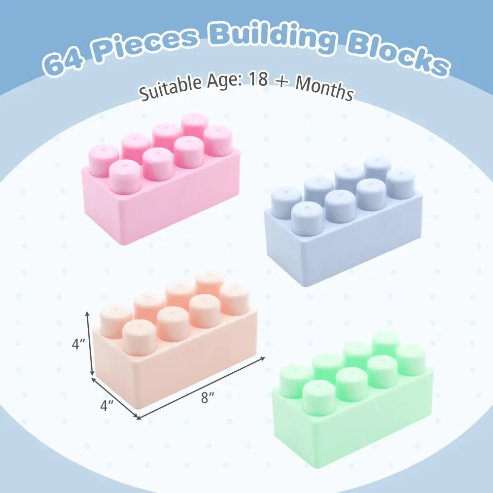 64 pcs Building Blocks for Toddlers Educational Toy - Learning Toys