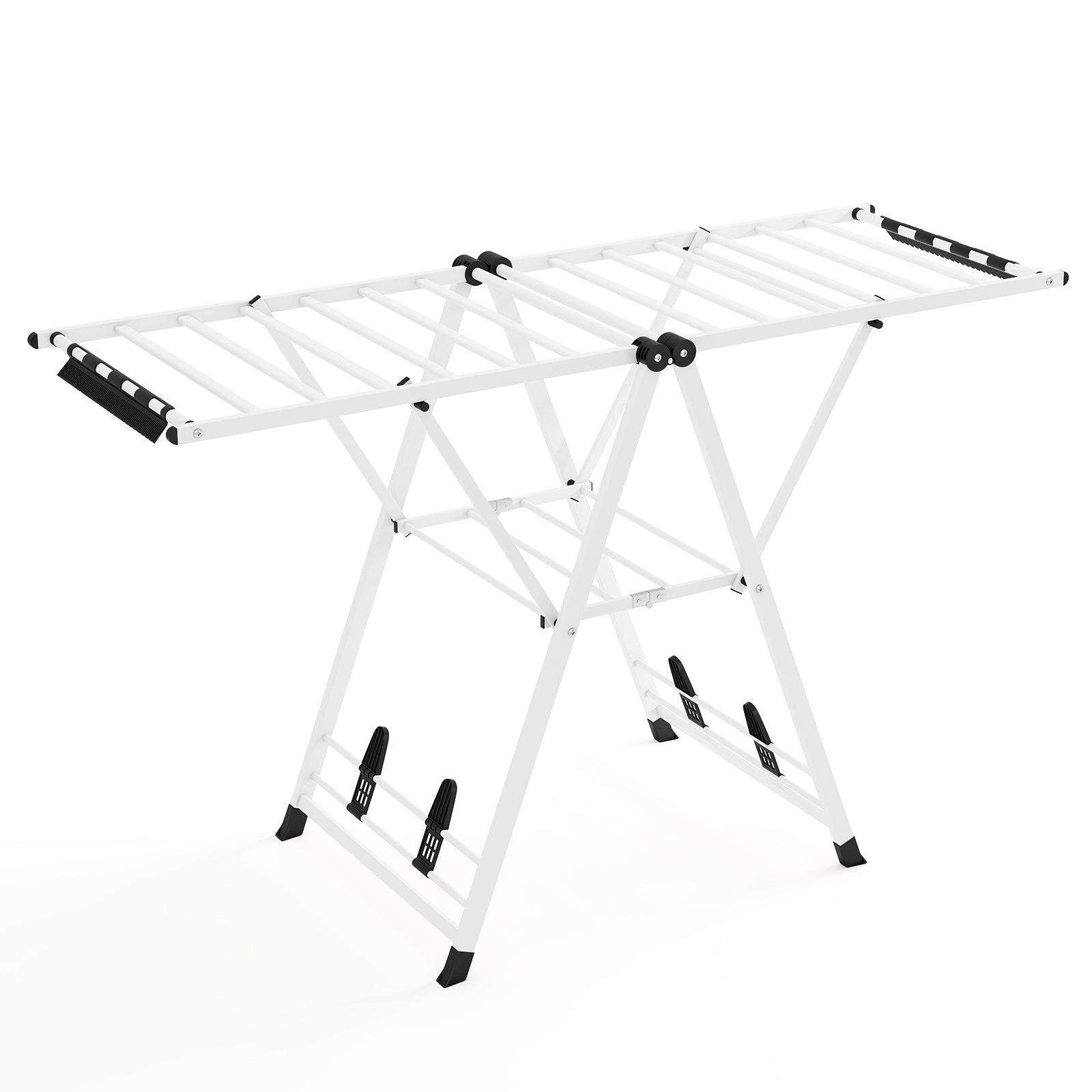 64 Inches Clothes Drying Rack with Height Adjustable Wings-White