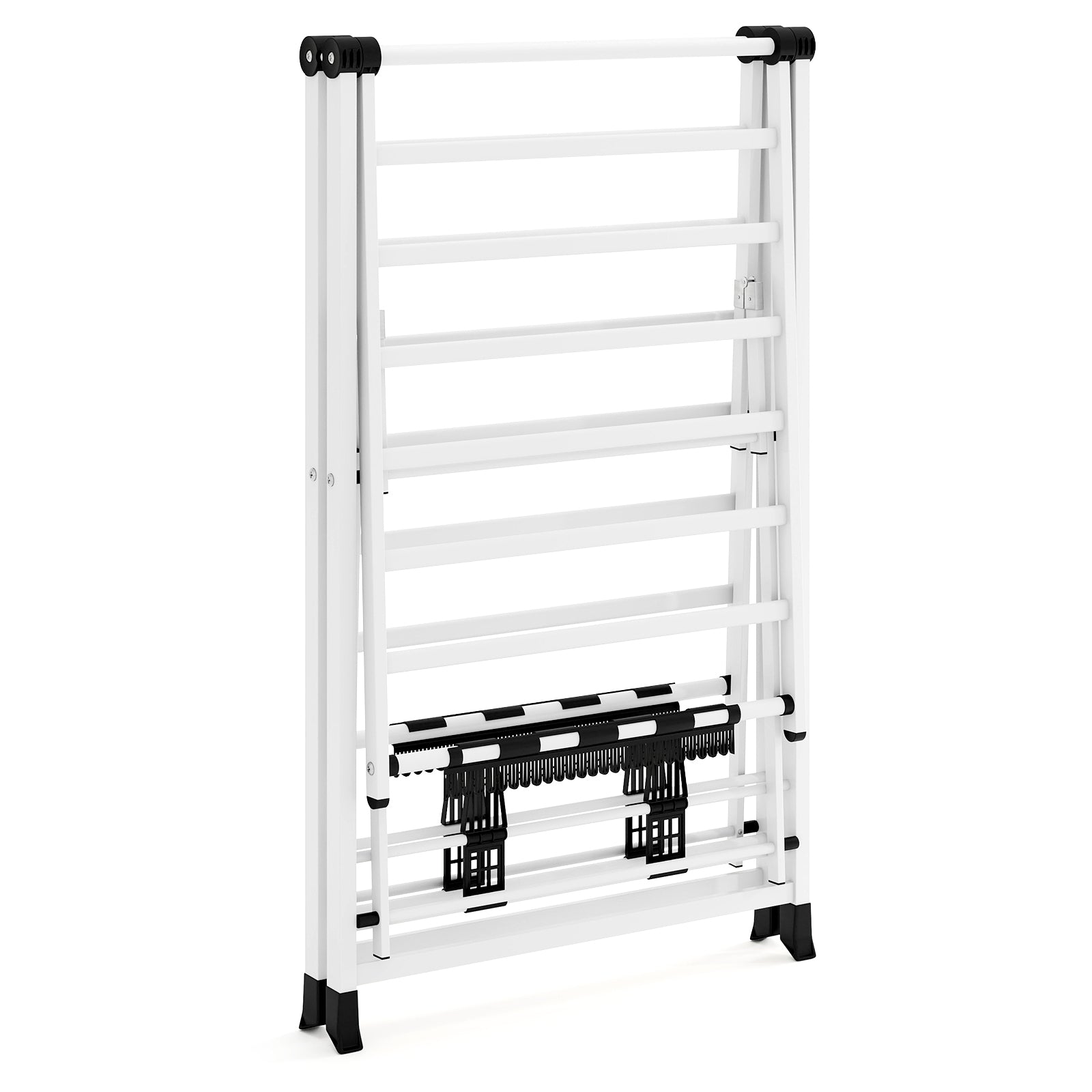 64 Inches Clothes Drying Rack with Height Adjustable Wings-White