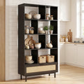 64 inch 6-Tier Tall Wooden Bookcase with 8 Open Cubes-Black