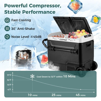 64QT Portable Compressor Fridge Freezer for Vehicles Camping Travel Truck RV Boat-Black - Black - Coolers
