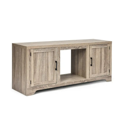65 Inch Media Component TV Stand with Adjustable Shelves - Natural - Entertainment Centers & TV Stands