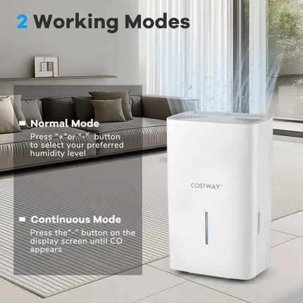 65 Pints Dehumidifier with 24H Timer and LED Display-White Costway