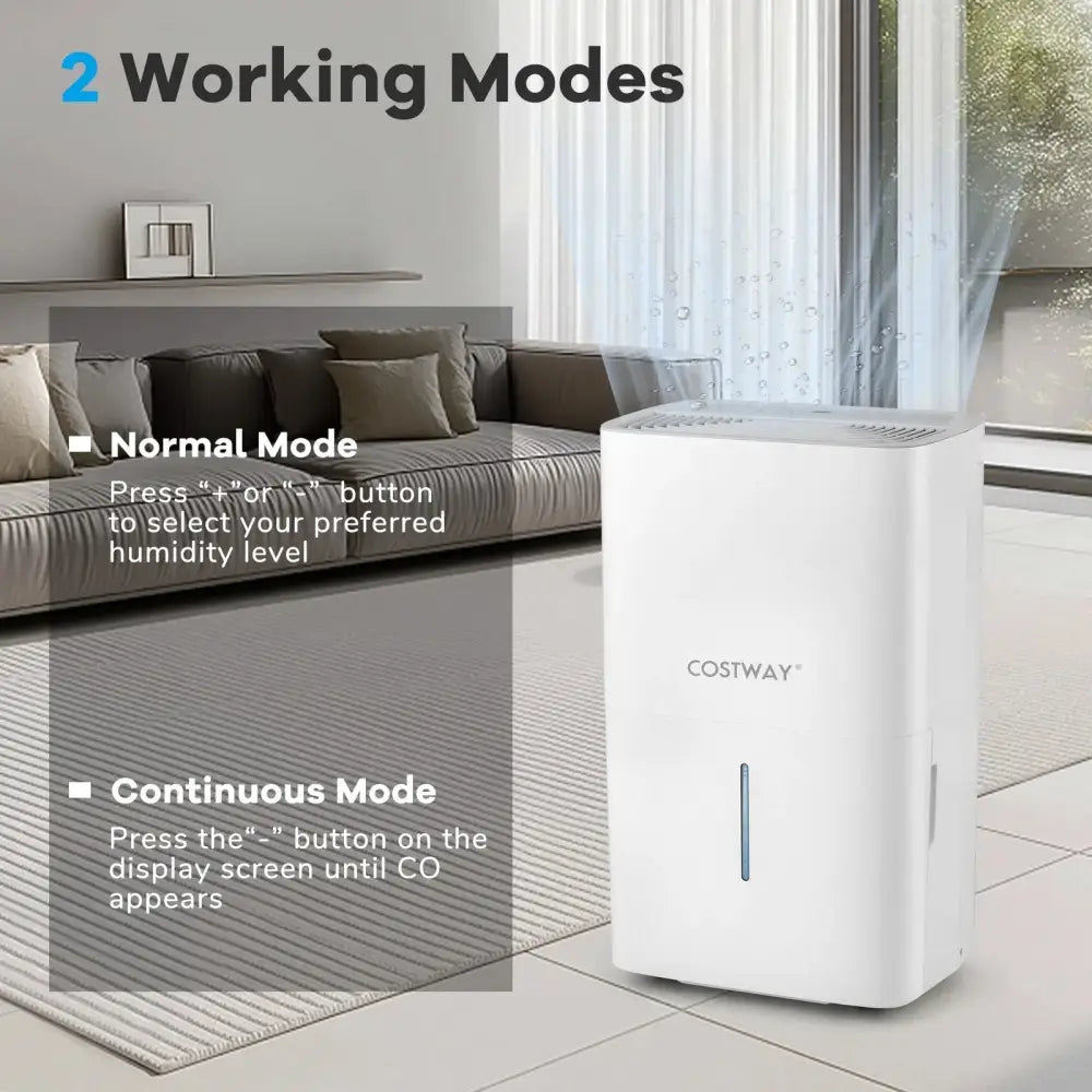 65 Pints Dehumidifier with 24H Timer and LED Display-White Costway