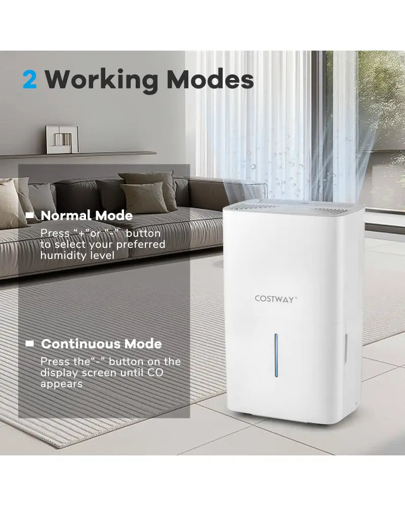 65 Pints Dehumidifier with 24H Timer and LED Display-White - White - Dehumidifiers