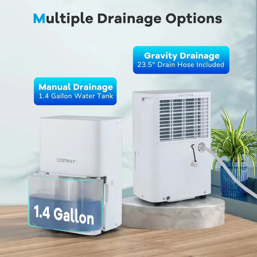 65 Pints Dehumidifier with 24H Timer and LED Display-White Costway