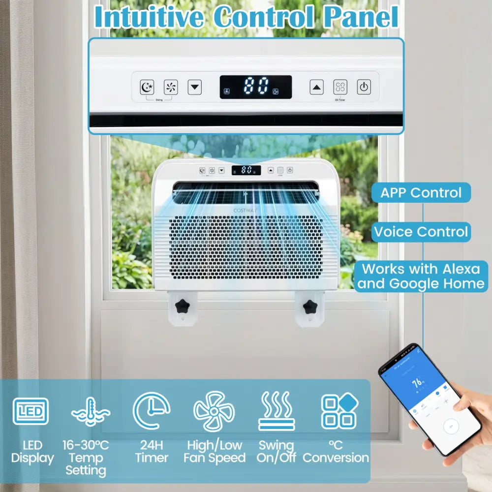 6500 BTU Window AC Unit with WiFi APP Voice Control 24H Timer and Quiet Operation-White - White - Mini Split Air