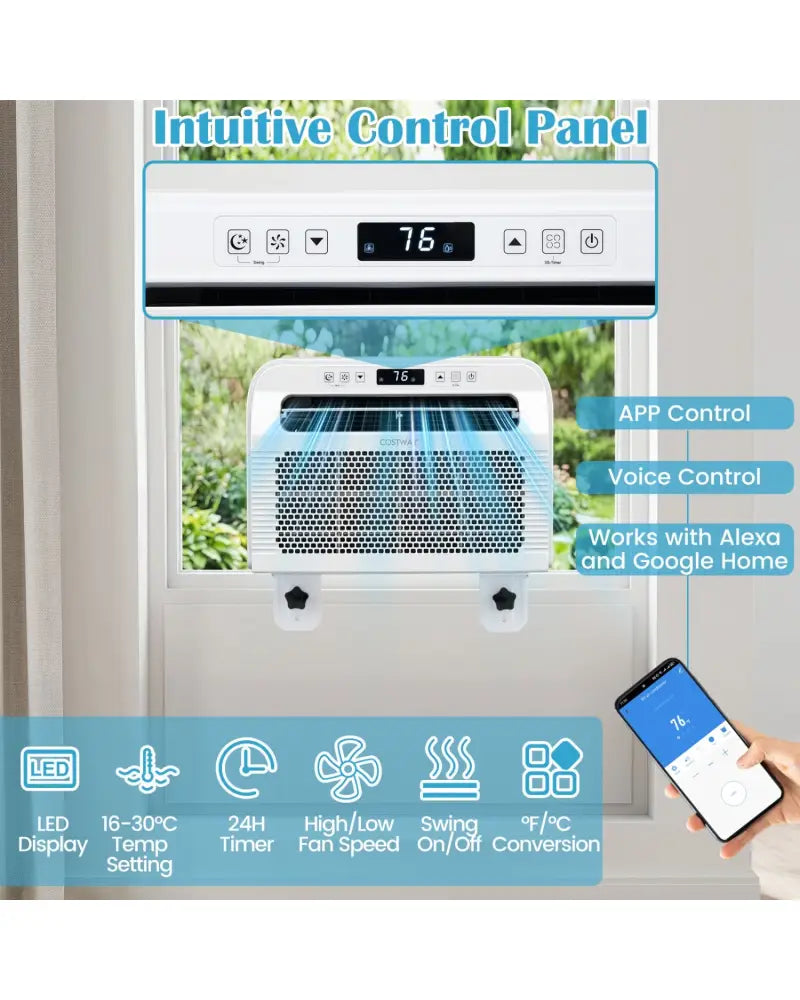 6500 BTU Window AC Unit with WiFi APP Voice Control 24H Timer and Quiet Operation-White - White - Mini Split Air