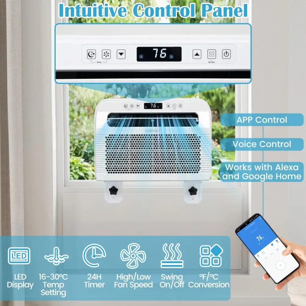 6500 BTU Window AC Unit with WiFi APP Voice Control 24H Timer and Quiet Operation-White - White - Mini Split Air