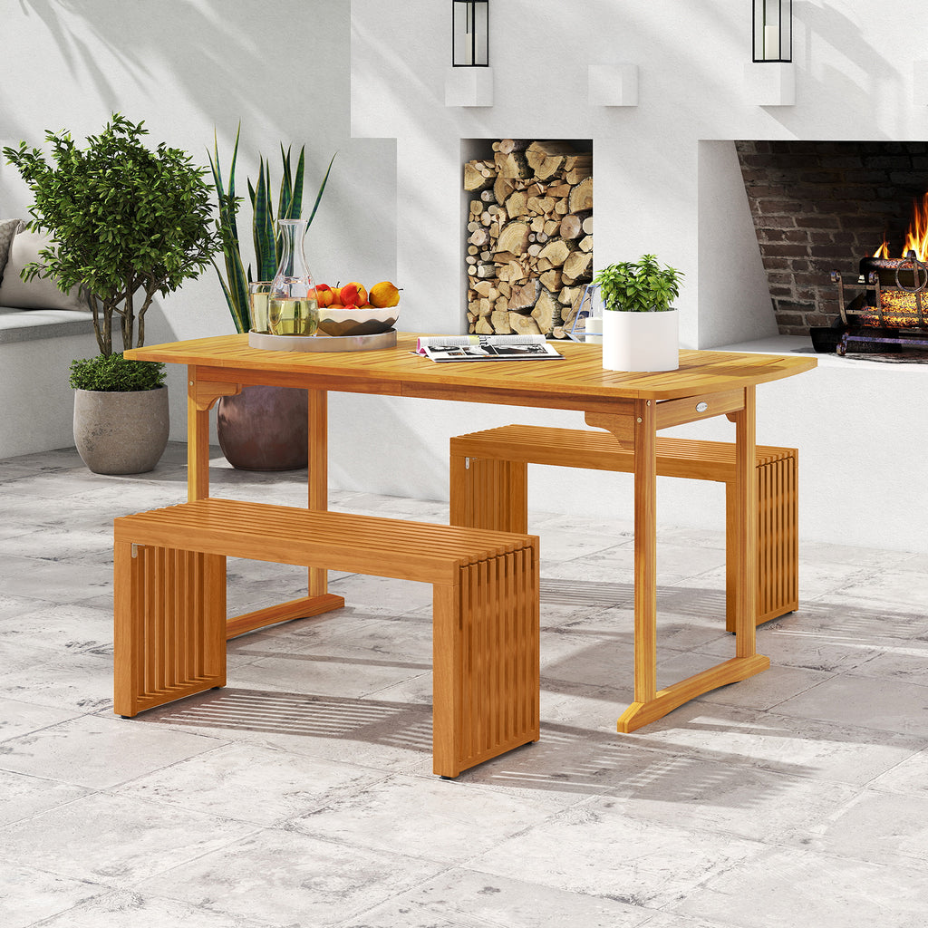 36 Inch Patio Bench All-Slat Acacia Wood Loveseat