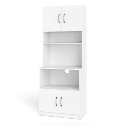 66 Inch Kitchen Pantry Cabinet with Charging Station and Adjustable Shelves for Dining Room-White - White - Sideboards