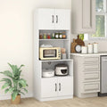 66 Inch Kitchen Pantry Cabinet with Charging Station and Adjustable Shelves for Dining Room-White - White - Sideboards