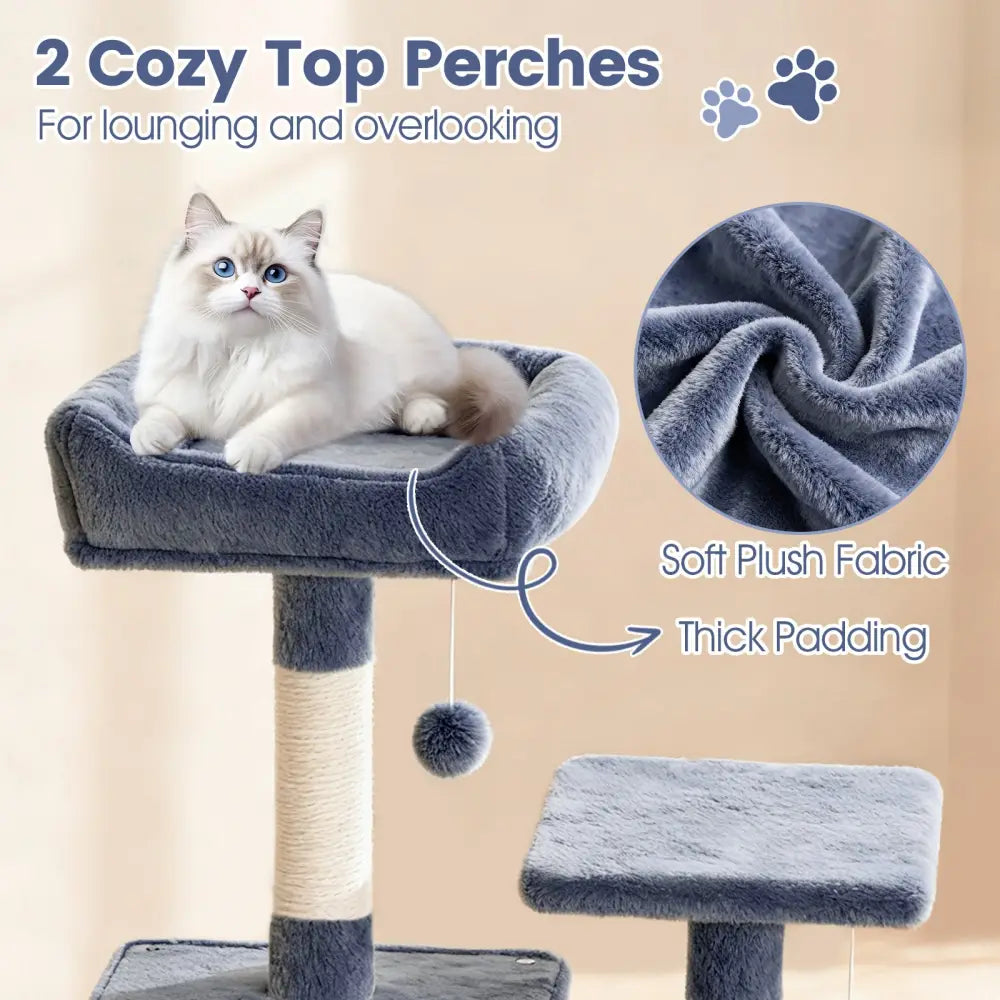 66 Inch Tall Cat Tree Multi-Level Cat Tower with 2 Condos Sisal Scratching Posts-Dark Gray - Dark Gray - Cat Trees