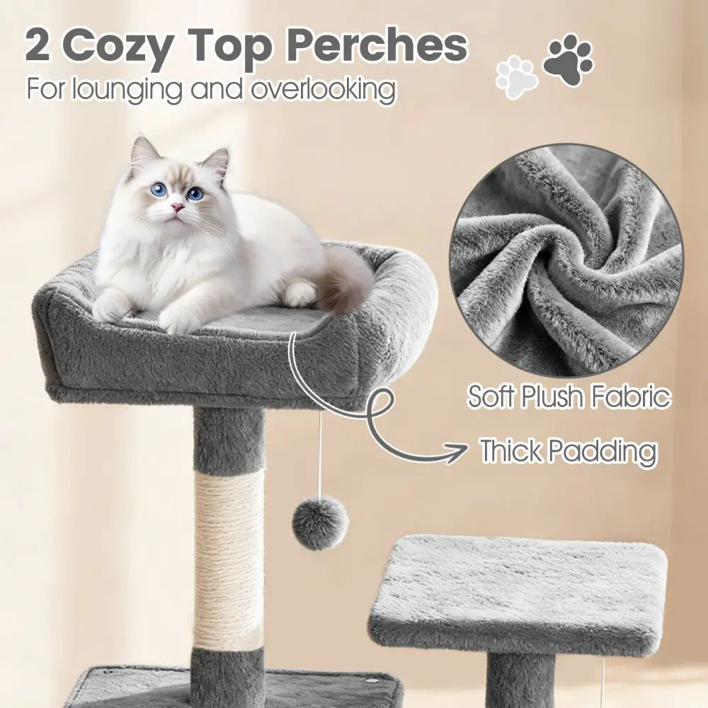 66 Inch Tall Cat Tree Multi-Level Cat Tower with 2 Condos Sisal Scratching Posts-Light Gray - Light Gray - Cat Trees