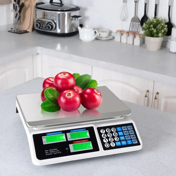 66 lbs Electronic Price Computing Scale with LCD Screen Display - Silver - Kitchen Tools