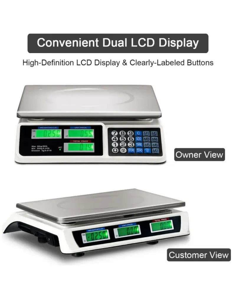 66 lbs Electronic Price Computing Scale with LCD Screen Display - Silver - Kitchen Tools