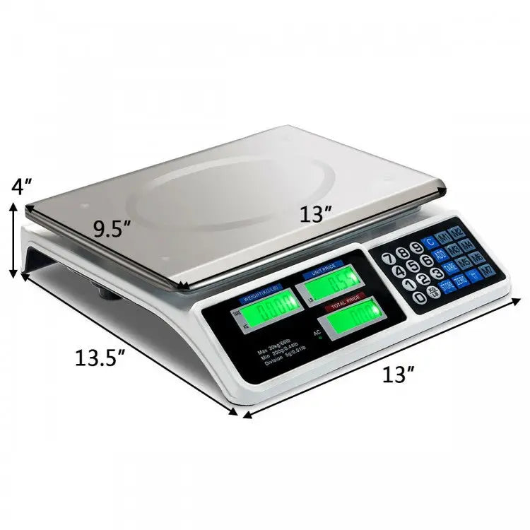 66 lbs Electronic Price Computing Scale with LCD Screen Display - Silver - Kitchen Tools