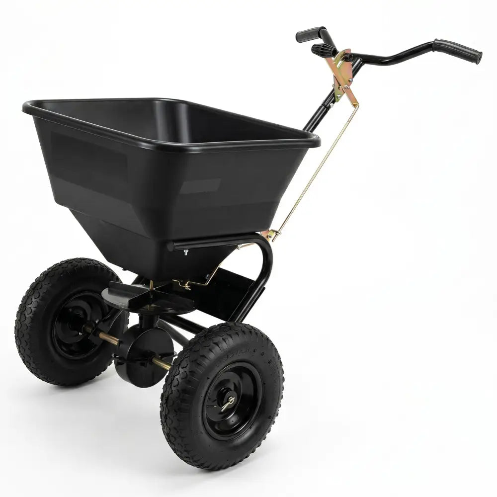 66 LBS Walk-Behind Broadcast Spreader with 13 Inch All-Terrain Tires-Black - Black - Lawn Care Tools