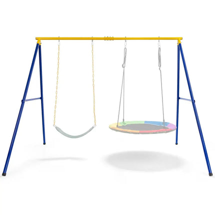 660 LBS Extra-Large A-Shaped Swing Stand with Anti-Slip Footpads (Without Seat)-Yellow - Yellow - Swing & Playsets