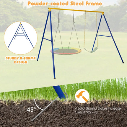 660 LBS Extra-Large A-Shaped Swing Stand with Anti-Slip Footpads (Without Seat)-Yellow - Yellow - Swing & Playsets