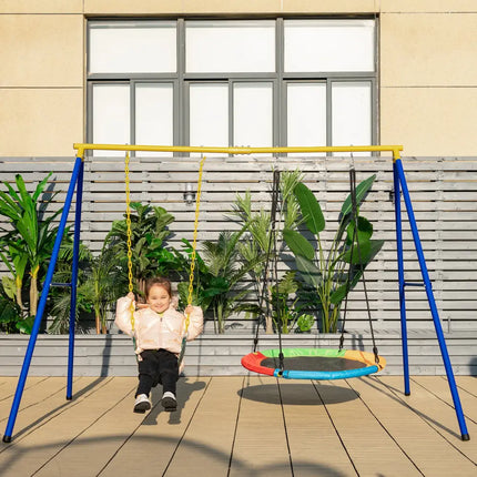 660 LBS Extra-Large A-Shaped Swing Stand with Anti-Slip Footpads (Without Seat)-Yellow - Yellow - Swing & Playsets