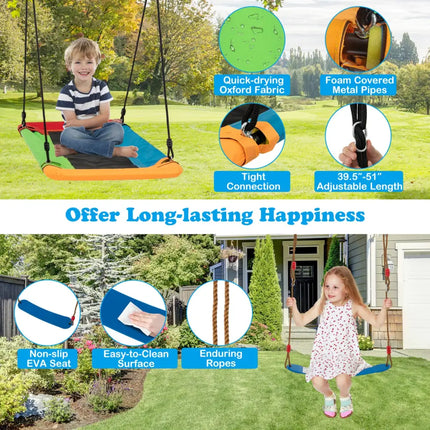 660 LBS Heavy Duty Carbon Steel Swing Frame with 3 Swings-Yellow - Yellow - Swing & Playsets