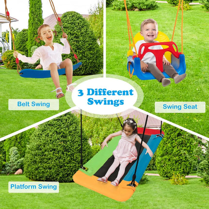 660 LBS Heavy Duty Carbon Steel Swing Frame with 3 Swings-Yellow - Yellow - Swing & Playsets
