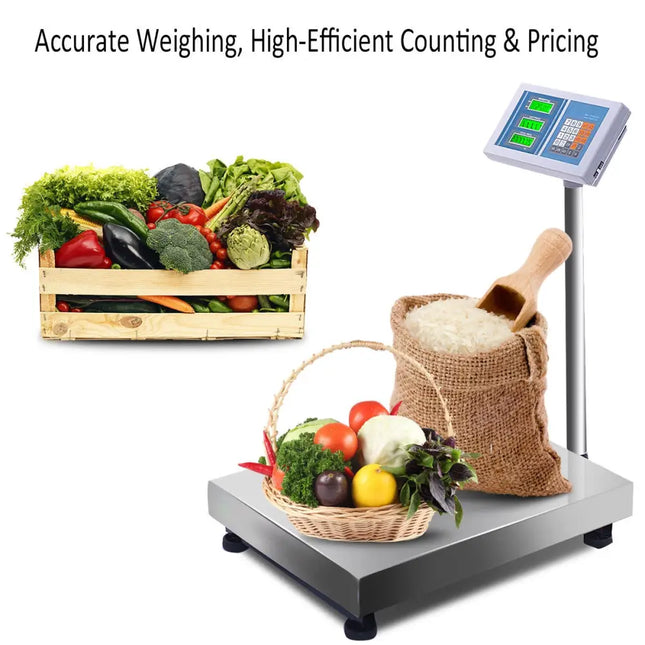 660 lbs Weight Computing Digital Floor Platform Scale - White - Kitchen Tools