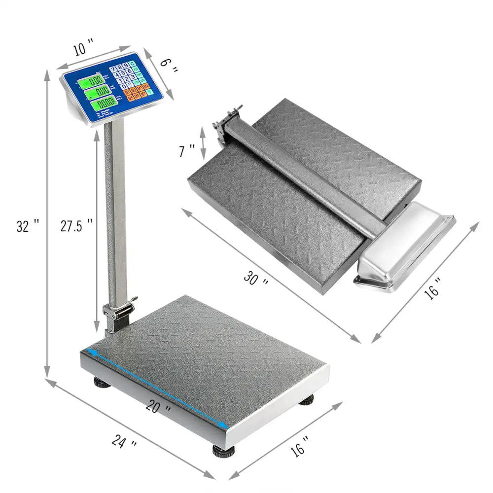 660 lbs Weight Platform Scale Digital Floor Folding Scale - Silver - Kitchen Tools