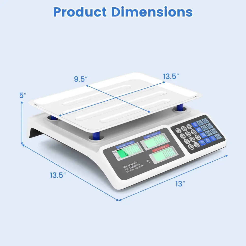 66lb Price Computing Scale Commercial Food Scale with Dual LCD Displays - Kitchen Tools