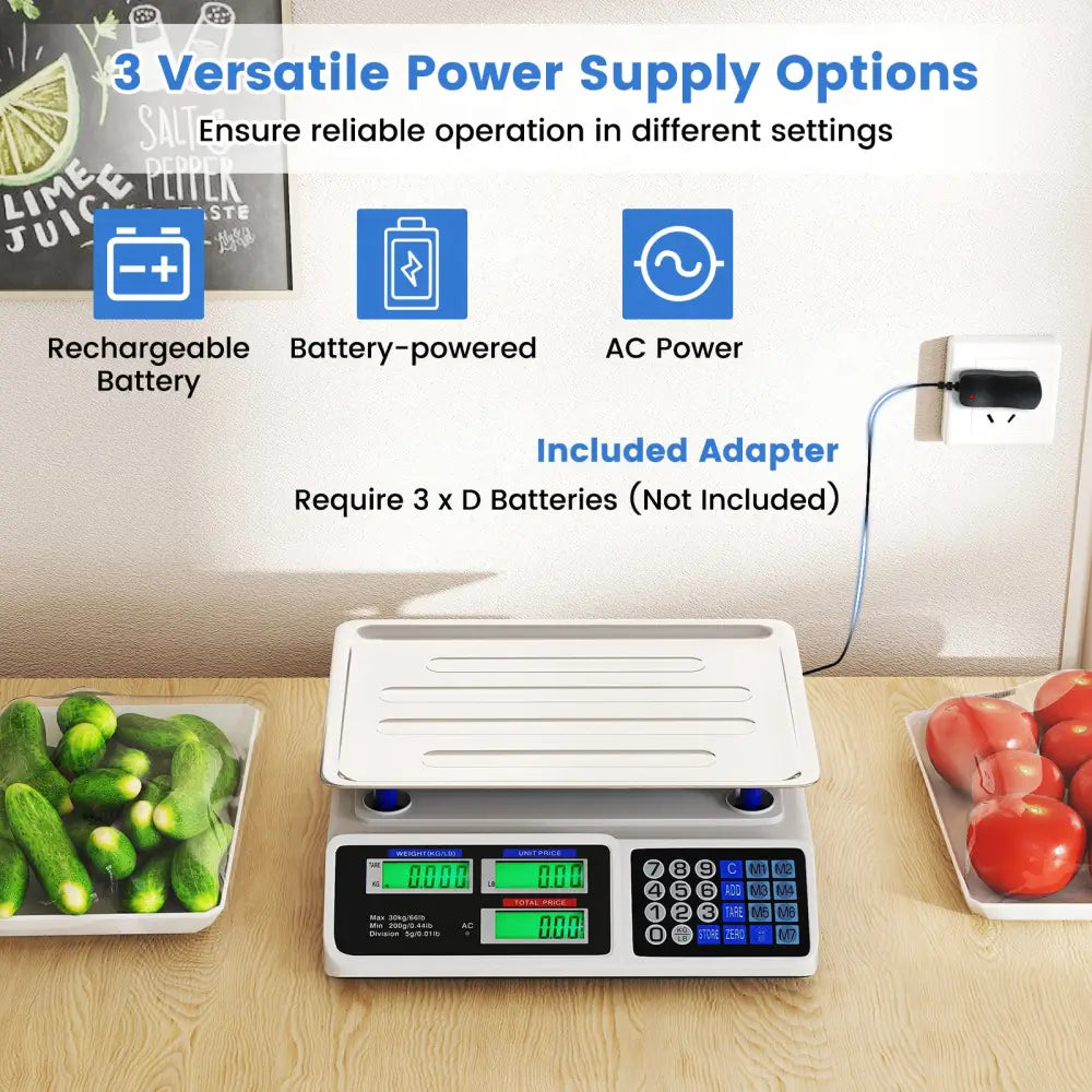 66lb Price Computing Scale Commercial Food Scale with Dual LCD Displays - Kitchen Tools