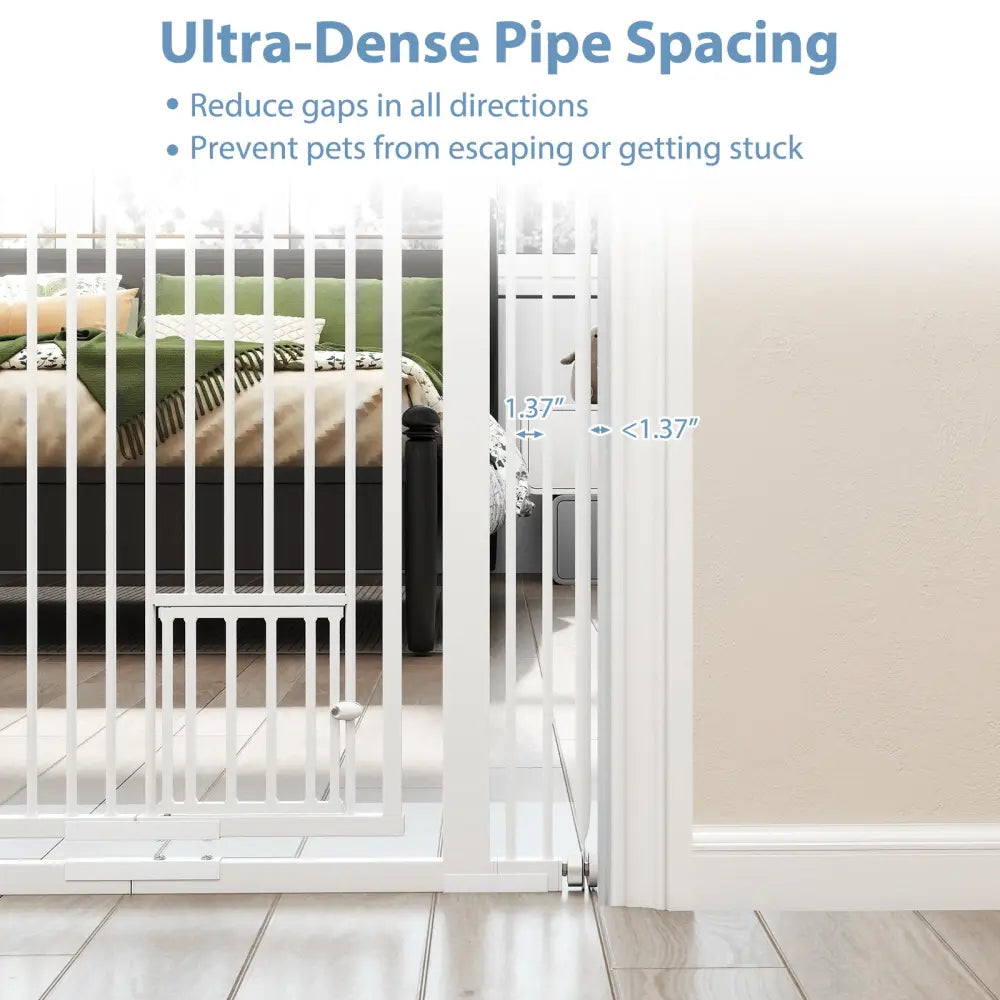 67.5’’ Extra Tall Pet Gate Heavy-Duty Metal Cat Gate with 30.5’’-41’’ Wide Opening-White - White - Pet Gate