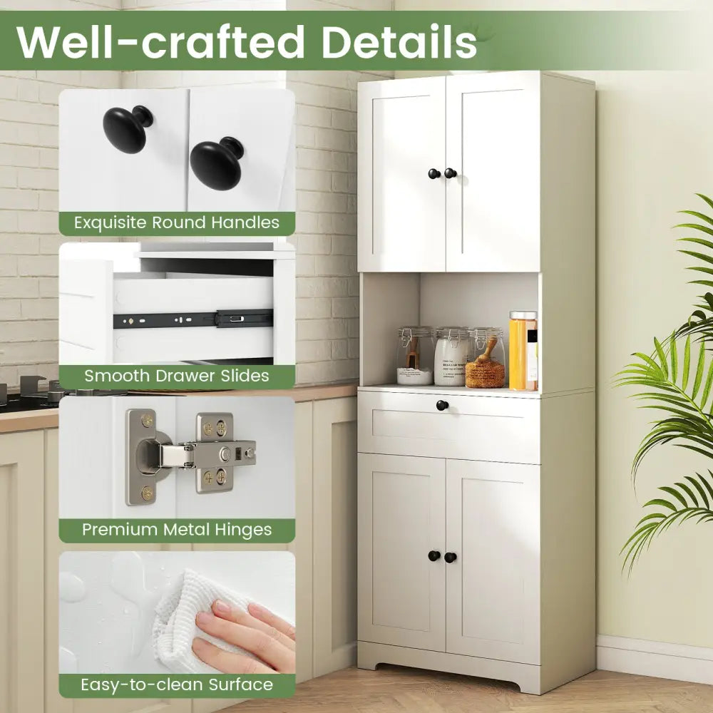 67.5 Inch Tall Modern Freestanding Floor Storage Cabinet with 4 Doors and 1 Drawer-White - White - Sideboards Cabinets