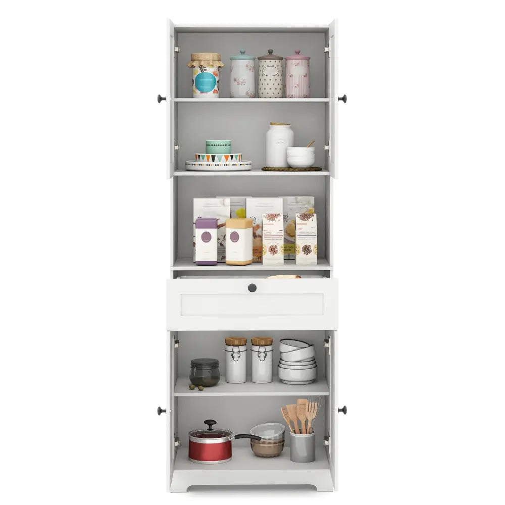 67.5 Inch Tall Modern Freestanding Floor Storage Cabinet with 4 Doors and 1 Drawer-White - White - Sideboards Cabinets