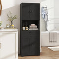 67.5 Inch Tall Modern Freestanding Floor Storage Cabinet with 4 Doors and 1 Drawer-Black - Black - Sideboards Cabinets
