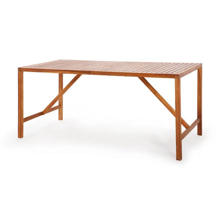 67 Inch Patio Rectangle Acacia Wood Dining Table with Umbrella Hole - Natural - Patio Dining Tables