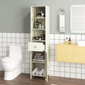67 Inch Tall Bathroom Cabinet Narrow Floor Cabinet with Fluted Door-Beige - Beige - Floor Cabinets