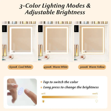 67 Inches Tall Vanity Set with Mirror Makeup Dressing Table with Charging Station-White - White - Makeup Vanities