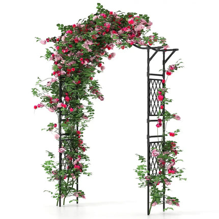 67 x 83 Inch Garden Arch Trellis Metal Pergola Arbor for Climbing Plants-Black - Black - Outdoor Decor