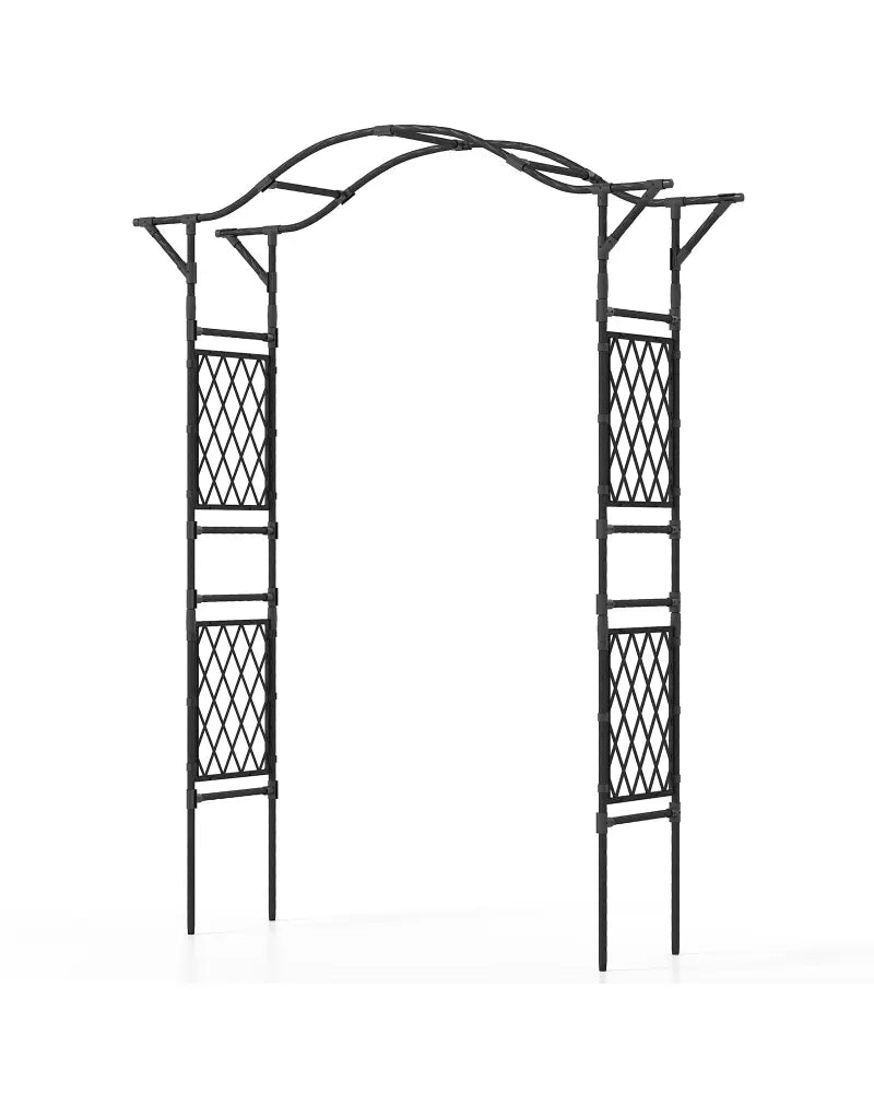 67 x 83 Inch Garden Arch Trellis Metal Pergola Arbor for Climbing Plants-Black - Black - Garden Arbors