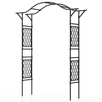 67 x 83 Inch Garden Arch Trellis Metal Pergola Arbor for Climbing Plants-Black - Black - Outdoor Decor
