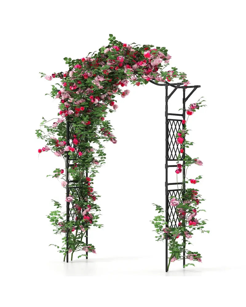 67 x 83 Inch Garden Arch Trellis Metal Pergola Arbor for Climbing Plants-Black - Black - Garden Arbors