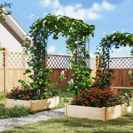67 x 83 Inch Garden Arch Trellis Metal Pergola Arbor for Climbing Plants-Black - Black - Outdoor Decor