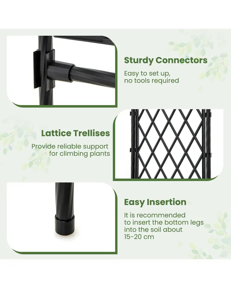 67 x 83 Inch Garden Arch Trellis Metal Pergola Arbor for Climbing Plants-Black - Black - Garden Arbors
