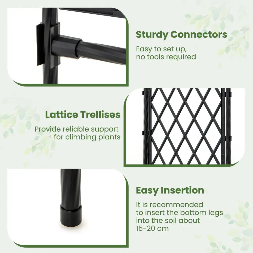67 x 83 Inch Garden Arch Trellis Metal Pergola Arbor for Climbing Plants-Black - Black - Garden Arbors