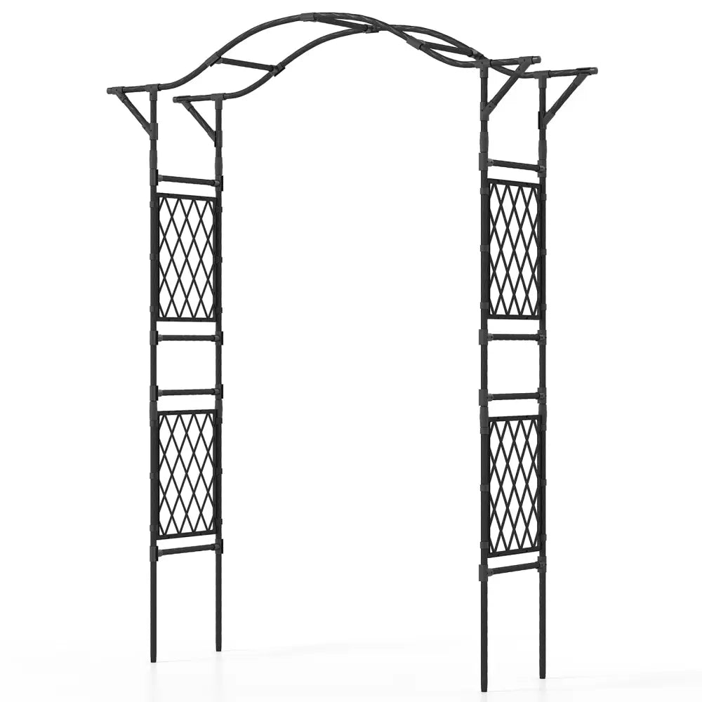 67 x 83 Inch Garden Arch Trellis Metal Pergola Arbor for Climbing Plants-Black - Black - Garden Arbors
